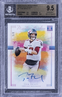 2020 Panini Impeccable "Masterstrokes" #1 Tom Brady Signed Card (#3/5) - BGS GEM MINT 9.5/BGS 10